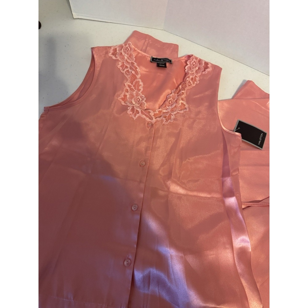 Vintage Halson 2 Pc Pj Pajama Set  Melon Color Med NWT sexy chic Vacation Ready